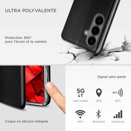 Accessoire Samsung S26 Plus étui rabat noir fonction support vidéo - 4