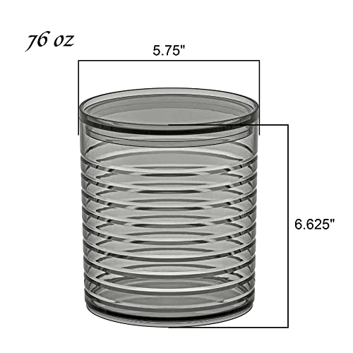 Amazing Abby - Isabelle - Acrylic Bathroom Canister (70 Oz), Plastic Apothecary Jar For Vanity, Midnight Grey, Bpa-Free And Shatter-Proof, Great For Bath Sponges, Shower Balls, Loofah Pads, And More #TOP4