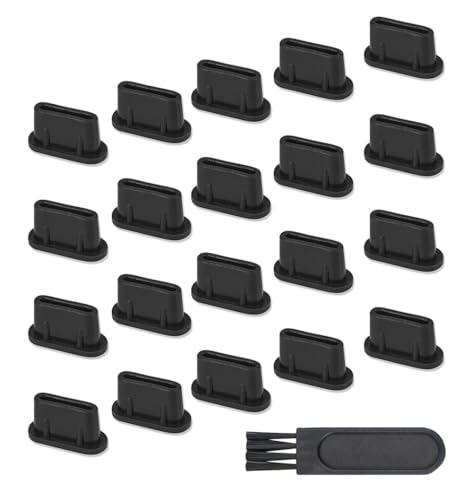 20Pcs USB C Dust Plug, Silicone Anti Dust Plug Cover + Small brush + Portable Storage Box Compatible with Samsung Galaxy Google Pixel Moto G TCL UMIDIGI OnePlus Nord & Type C Port Device (Transparent)