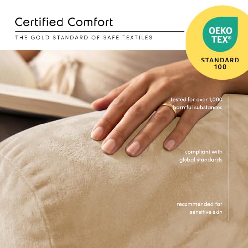 Image of Nestl Reading Pillow for Kids & Teens with Shredded Memory Foam, Backrest Pillows for Reading, Watching, and Gaming, Use on the Couch, Bed, or Floor, Adjustable Support with Washable Cover Beige Cream