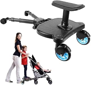 Buggy Board with seat, Standing Board, Toddlers Stroller Board Kiddy Board Stable Two Wheel Design with Seat, Standing Board fits Any Pushchair (Blue)