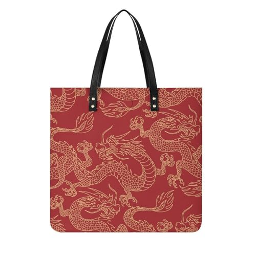 Tote bag pour voyage Dragon Rouge, grand sac à main shopper fonctionnel à bandoulière