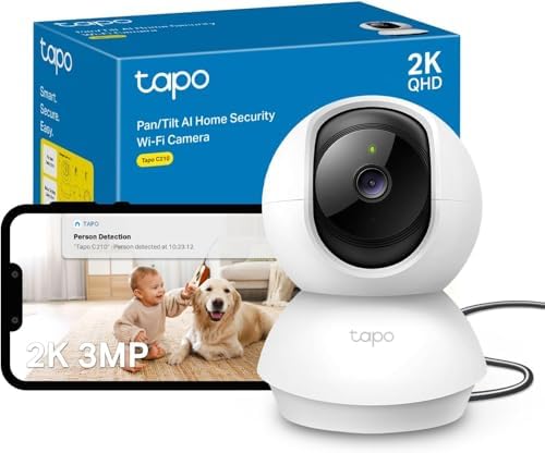 Tapo C210 Caméra WiFi Intérieure 2K 3MP, Rotation 360°, Détection...