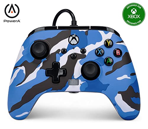 Image of PowerA Enhanced Wired Gaming Controller for Xbox Series X /S, Xbox One, PC, Windows 10 /11, Blue Camo (Officially Licensed)