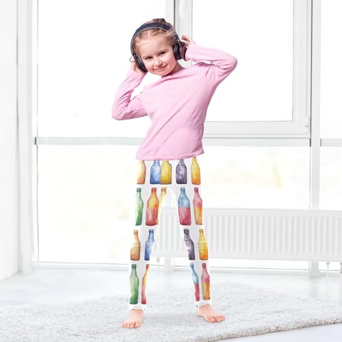 Watercolor Colorful Bottles Girls Leggings Kids Yoga Pants Dance Active Tights 4T4