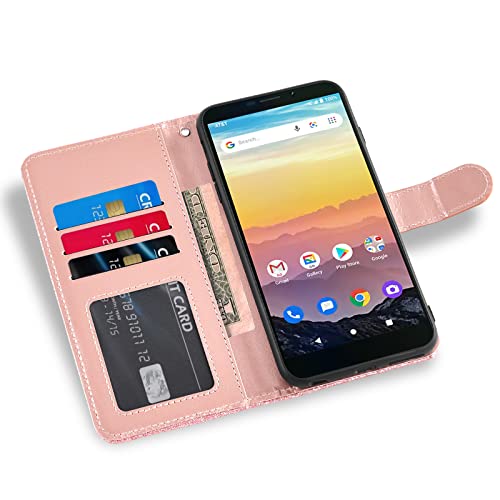 Asuwish Phone Case For Cricket Vision 3/Debut/At&T Calypso 1 2 With Screen Protector And Glitter Wallet Cover Flip Card Holder Slot Stand Cell Accessories Wireless 4G Lte U318Aa U319Aa Women Men Pink #TOP2