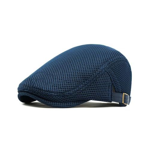 Breathable Flat Cap with Adjustable Strap for Men Women, Breathable Summer Light Newsboy Cap for Driving Walking