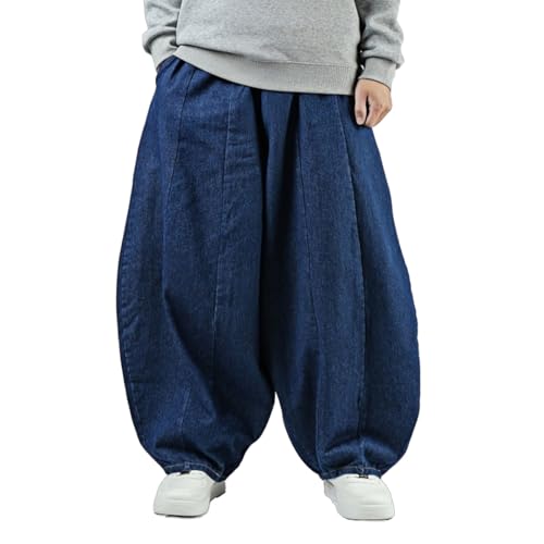Baggy Jeans for Men Drawstring Elastic Waist Wide Leg Jeans 90s Vintage Harlan Hip Hop Denim Pants with Pockets