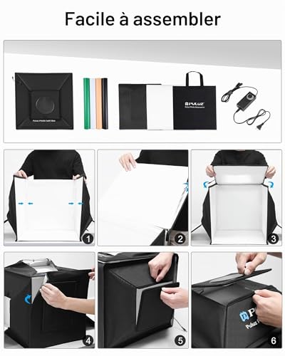 PULUZ Upgrade Light Box 40cm avec 480 LED, Photo Studio Light Box Professionnelle avec 3 Panneaux de Lumière 5500K & 4 Toiles de Fond en PVC pour la Photographie de Bijoux – vue 6