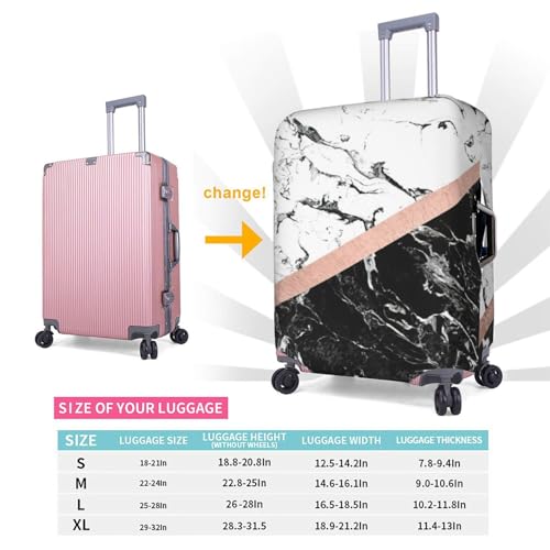 Housse de bagage élastique marbre blanc et noir XL avec fermeture éclair