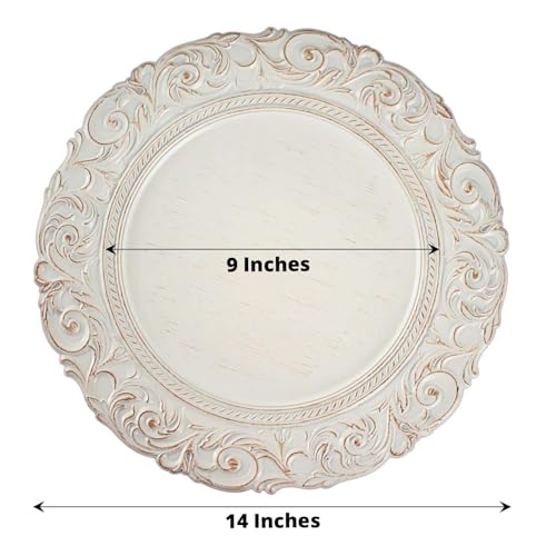 Platos desechables acrílicos color blanco antiguo, 14", pack 12 miniatura 2