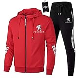 Blue-sky Herren Trainingsanzug Jogging Anzug Peu-geot Sportanzug Kapuzen Zip Jacke + Hose Entspannen/Rot/L sponyborty