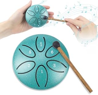 Zungentrommel Steel Tongue Drum 6 Töne Handpan Instrument Stahlzungentrommel Mini Pan Drum Percussion 3 Zoll Stahlzungen mit Schlägeln für Meditation Yoga