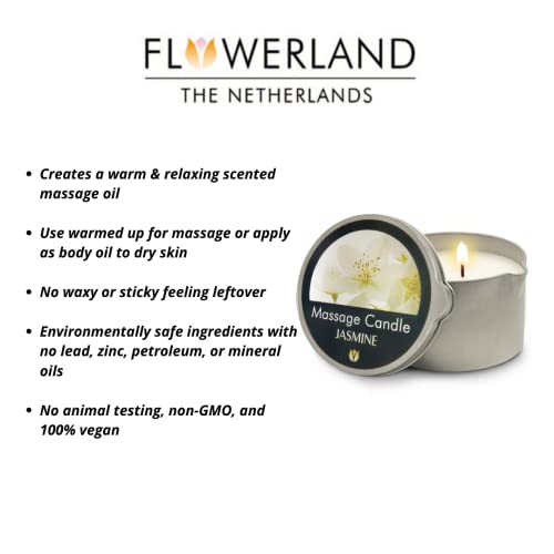 Flowerland Massage Candle - Moisturizing Body Oil Candle For Couples And Home Spa - Luxurious & Hydrating Skin Care Body Massage Oils - Natural, Vegan - Jasmine (200Ml) #TOP1