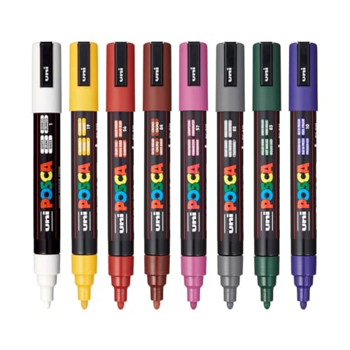 Image of Posca PC-5M Marker | 1.8-2.5 mm Bullet Shaped Tip (Dark Tone, Pack of 8)