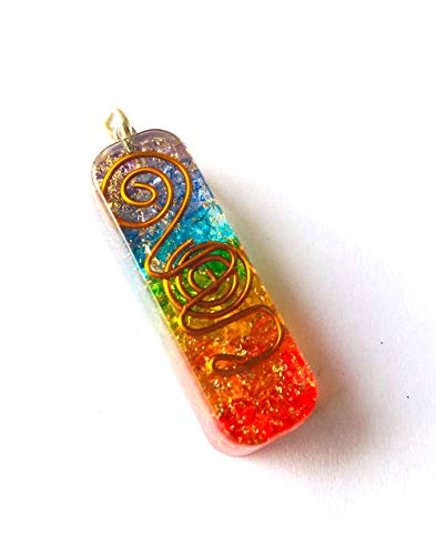 CRYSTALMIRACLE Beautiful 2 INCHES Fancy Chakra ORGONITE Pendant Fashion Wicca Jewelry Men Women Gift Positive Energy Metaphysical Health Wealth Meditation Love Handcrafted Accessory