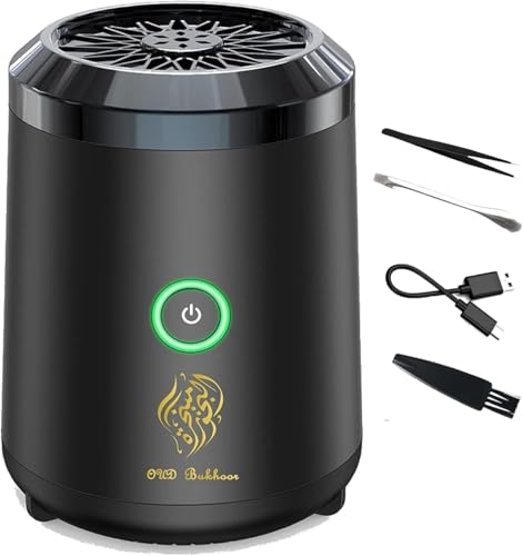 LUX Electric Oud Incense Bukhoor Burner Aroma Diffuser with long lasting battery Usb Rechargeable Great gift for Home, Car, Desert Camping & Travel
