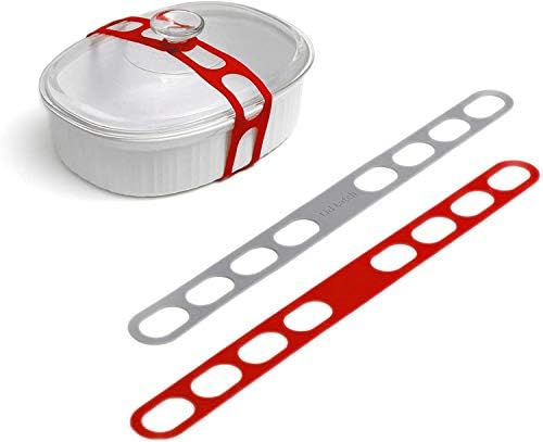Lid Latch the reusable universal lid securing strap for crockpots, casserole dishes, pots, pans and more. Make it easy to transport your favorite dishes with one simple strap.(Red/Grey)
