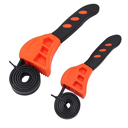 Tiardey 2pcs Rubber Strap Wrench Set, Adjustable Straps Comfort Grip Nylon TPR Handle,Use for Pipe,Oil Filter,Shower Heads