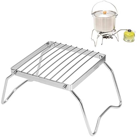 Natudeco Klappbarer Lagerfeuer-Minigrill, tragbar, Edelstahl, Grillrost Cover