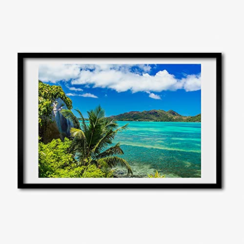 Cadre en bois moderne 60x40 cm avec impression d'art de la Cote des Seychelles Tulup