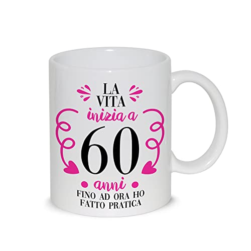 Tazza Colazione Latte thè Mug Relax con grafica - La vita inizia a 60...