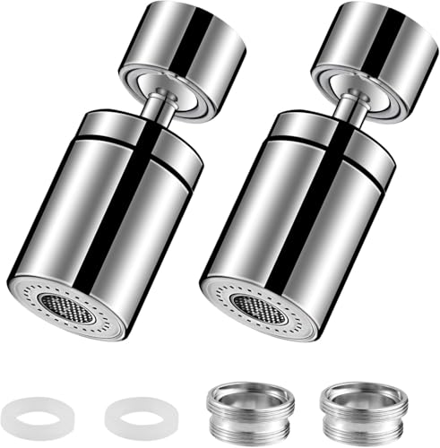 KATLKIU 2 Pezzi Aeratore Rubinetto 360° Girevole, Rompigetto con Doppia Modalità Getto (Bolla/Mist), Attacco Universale per Cucina e Bagno, Filtro Antischizzo Facile da Installare (argentato)