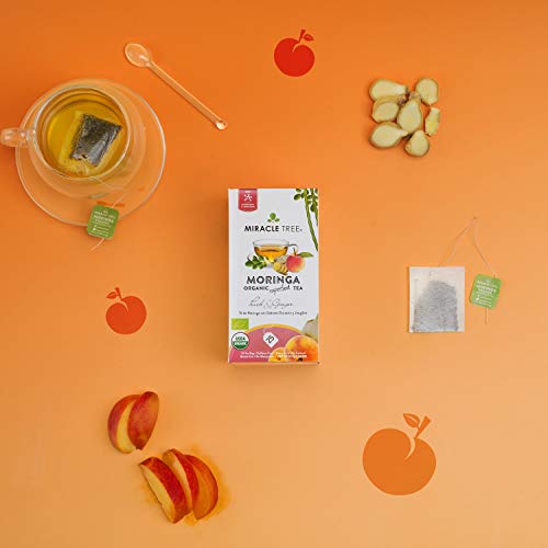 Miracle Tree - Organic Moringa Superfood Tea, 2 Pack Bundle, 2X25 Individually Sealed Tea Bags (Peach & Ginger, Honey & Vanilla) #TOP1