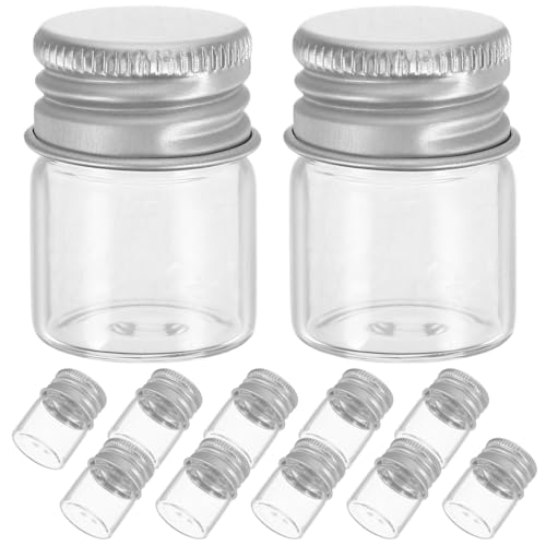VICASKY Lot de 12 mini bouteilles en verre avec couvercle à remplir - Bouteilles secrètes - Anti-douleur - Avec bouchon à vis scellé - Flacons transparents