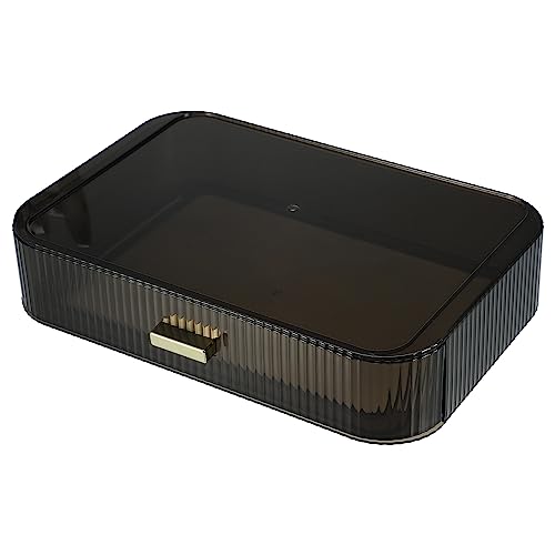 VOCOSTE Stackable Makeup Organizer Drawers - Translucent Cosmetic Organizer for Bathroom Vanity & Dresser Storage, Gray