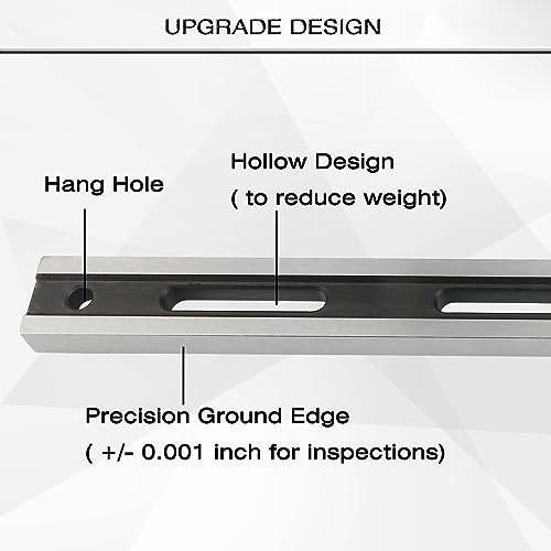 24 Inch Machinist Precision Steel Straight Edge Tool, Cylinder Head Straight Edge, Straight Edge Machined Flat with Complimentary Feeler Gauges for Checking Cylinder Heads and Engine Blocks