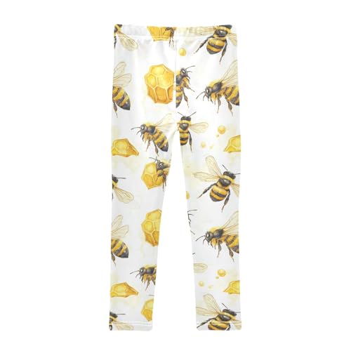 Boccsty Beehive Yellow Bees Honey Girls Leggings Kids Yoga Pants Dance Active Tights 4T2