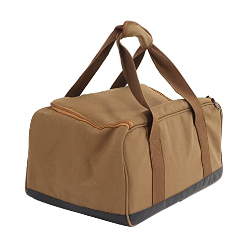 PerGar Camping Bag, Large Capacity Miscellaneous Handbag, Waterproof Camping Bag, Warm Sand Color Outdoor Canvas Bag, Outdoor Camping Trip