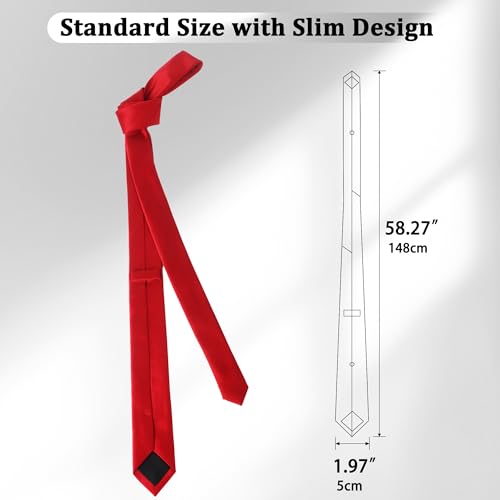 Image of Landisun Black Tie Men Women Solid Skinny Ties Slim Ties Satin Tie