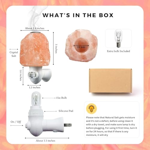 Image of Himalayan Natural Salt Night Lamp with Aroma Lid - Unique Rock Shape for Relaxation & Wellness - Ideal Gift in Beautiful Box!