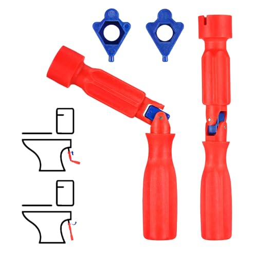 Toilet Seat Spanner Plumbing Tool Set Universal Toilet Seat Tightening Tool with 2 Replacement Heads Foldable Toilet Wrench for Installation Removal Repair Fits 10mm/13mm/17mm Nuts