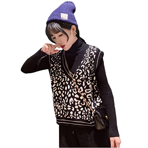 Gilet en tricot URYYRIT col léopard idéal pour vos sorties urbaines et soirées d'automne
