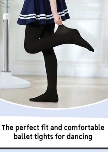Dipug Girls Black Tights Toddler Dance Footed Kids Ballet School Uniform Opaque Stockings 5-8 #TOP2