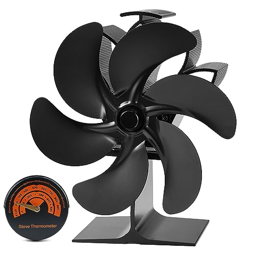 Ventilador de chimenea, 6 aspas, ventilador de horno, chimenea eléctrica, estufa, ventilador de estufa de calor, gran espacio para estufa, estufa de leña, ecológico sin electricidad (6 cuchillas)
