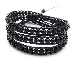 Black Agate & Black Leather Cord