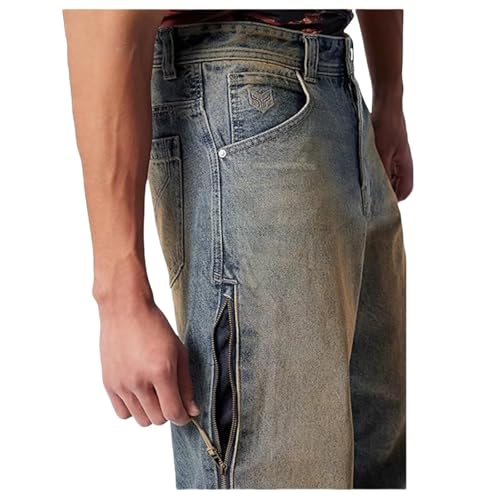 Men's Baggy Parachute Jean with Venting Side Seams Standard Wide Leg Denim Pants Fit Trousers Casual Loose Streetwear2