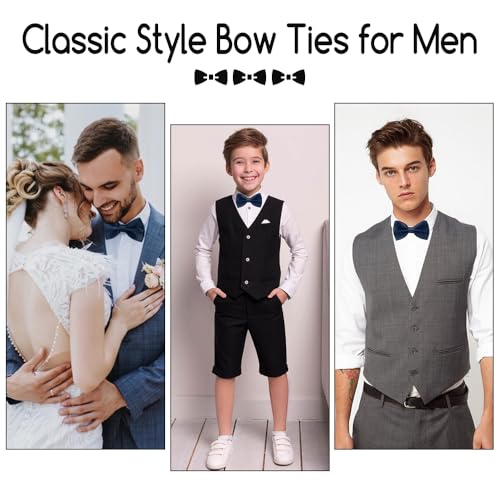 Image of Bow Ties for Men,Mens Bow Tie,Black Ties for Men,Black Tie Adjustable Solid Color Pre-tied for Boy Party Wedding
