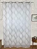 Description du produit: Il s'agit de rideaux à 12 œillets, composés d'un seul panneau de tissu fil coupé, qui offre une élégante combinaison de couleurs blanc et taupe.