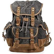 FANDARE Vintage Backpack for Women & Men 15.6 Inch Laptop Backpack Large Capacity Canvas College Bookbag Travel Hiking Work Commuter Daypack Gray B