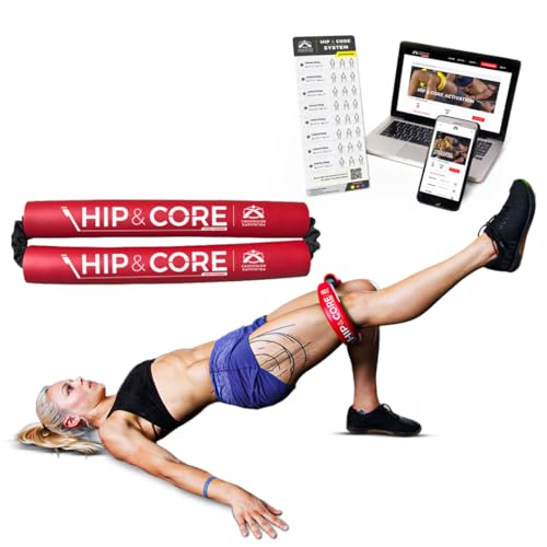 Crossover Symmetry Hip & Core System - Loop Resistance Home Workout Bands to Stretch and Strengthen Legs, Butt, HIPS, Thighs and Glutes, Includes Online Exercise & Training Guide, Red/Medium