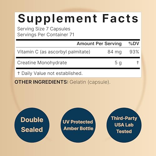 Image of NatureBell Creatine Monohydrate Capsules 5,000mg Per Serving, 500 Count | Micronized, Unflavored Creatine Pills | Pre-Workout & Muscle Strength Support | Easy to Swallow, Filler-Free | 71 Servings