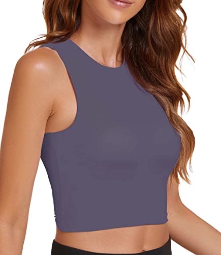 Image of Sports Bras for Women Removable Padded Athletic Yoga Running Crop Tops Sleeveless Gym Workout Tops