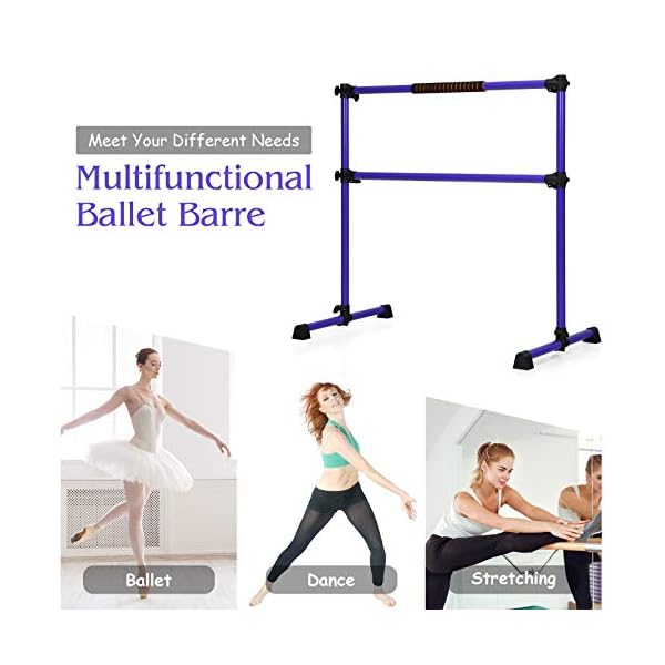 GOFLAME-Ballet-Barre-Portable-Double-Freestanding-Ballet-Barre-Adjustable-Heavy-Duty-Dancing-Stretching-Ballet-for-HomeDance-Barre-Fitness-Ballet-Bar GOFLAME Ballet Barre Portable Double, 4FT Freestanding Ballet Barre Adjustable, Heavy Duty Dancing Stretching Ballet Bar for Home, Dance Barre, Fitness Ballet Bar (Purple)