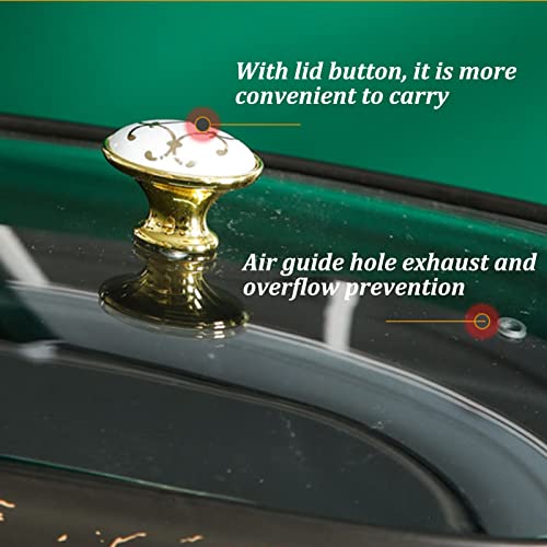 Chafing Dish-Buffet-Set aus Keramik, rundes Chafer- und Buffetwärmer-Set mit Glasdeckel, Warmhaltebehälter mit Marmor-Finish für Buffets/Hochzeiten,Grün,L – Bild 6