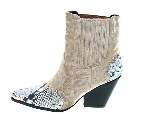 Cape Robbin Women Mixed Media Pointy Toe Flame Pattern Cowboy Bootie HJ882